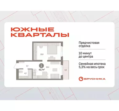 1-к кв. Свердловская область, Екатеринбург пер. Торфяной, 4 (43.7 м)