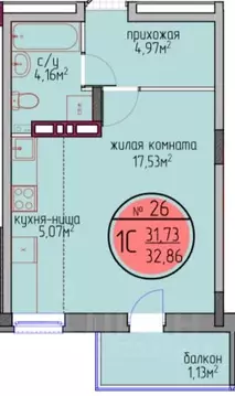 1-к кв. Пермский край, Пермь Автозаводская ул., 11А (31.72 м)