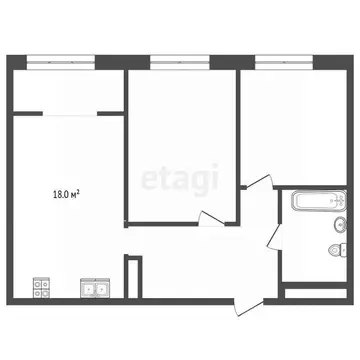 2-к кв. Тюменская область, Тюмень ул. Газовиков, 73к4 (56.6 м)