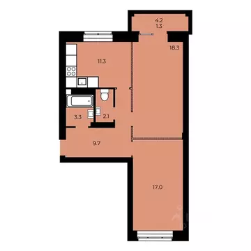 2-к кв. Омская область, Омск ул. 33-я Северная, 46 (62.96 м)