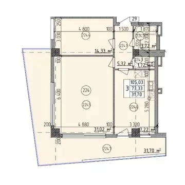 3-к кв. Севастополь ул. Парковая, 5 (105.03 м)