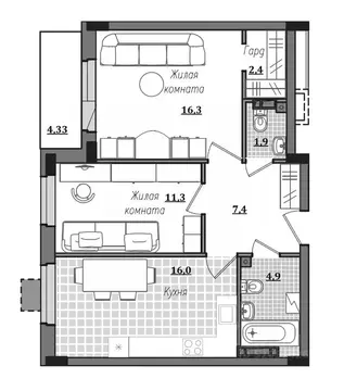 2-к кв. Смоленская область, Смоленск ул. Александра Степанова, 14 ...
