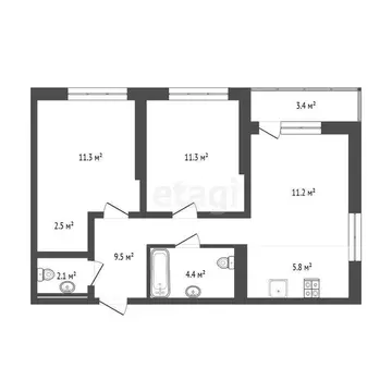 2-комнатная квартира: Тюмень, микрорайон ДОК, Воронинская улица, 47 ...