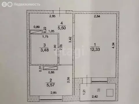 1-комнатная квартира: Ульяновск, улица Александра Невского, 2Бк5 (26.9 ...