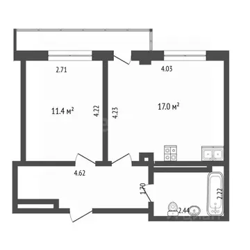 1-к кв. Тюменская область, Тюмень ул. Николая Никитина, 4 (39.8 м)