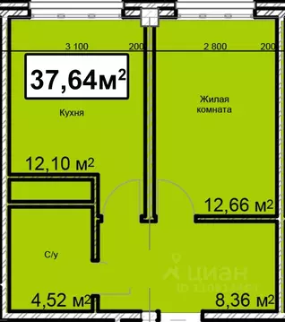 1-к кв. Ставропольский край, Ессентуки ул. Благодатная, 22к3 (37.64 м)