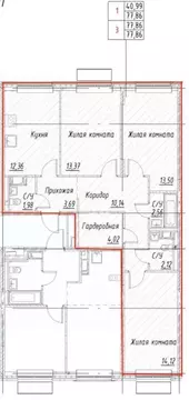 3-к кв. Москва ул. Аэростатная, 15к11 (77.86 м)