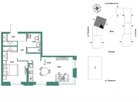 2-к кв. Свердловская область, Екатеринбург муниципальное образование, ...
