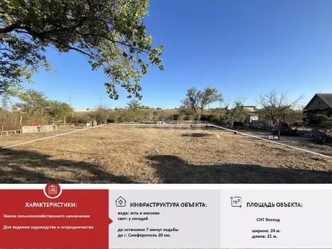 Участок в Крым, Сакский район, Ореховское с/пос, Восход СНТ  (5.0 ...
