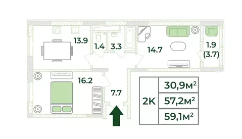 2-к кв. Крым, Симферопольский район, с. Мирное, Жигулина Роща мкр  ...