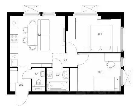 2-к кв. Московская область, Мытищи Ярославское ш., 120Бк2 (48.0 м)