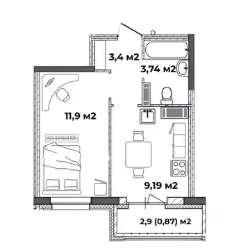 1-к кв. Ярославская область, Ярославль ул. Старая Костромская, 4 (29.1 ...