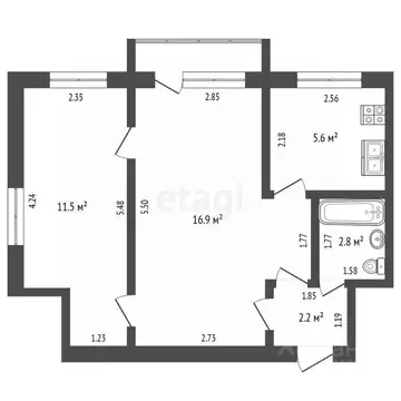 2-к кв. Мордовия, Саранск Большевистская ул., 107 (39.0 м)