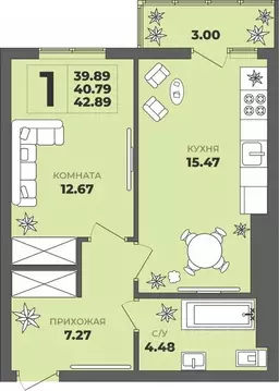 1-к кв. Калининградская область, Калининград ул. Генерала Толстикова, ...