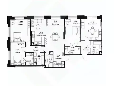 5-к кв. Москва ул. Архитектора Власова, 71к2 (143.0 м)