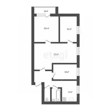 3-к кв. Тюменская область, Тюмень Парковая ул., 4А (58.6 м)