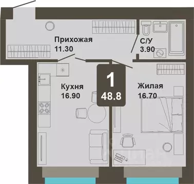 1-к кв. Чувашия, Чебоксары ул. И.П. Прокопьева (48.8 м)