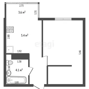 1-комнатная квартира: Анапа, Мирная улица, 29к7 (33.4 м)