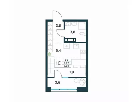 Студия Забайкальский край, Чита Хороший мкр,  (24.3 м)