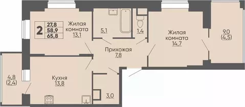 2-к кв. Чувашия, Чебоксары ул. Академика РАН Х.М. Миначева, поз11 ...