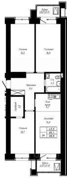 3-к кв. Алтайский край, Барнаул ул. Сухэ-Батора, 39 (88.8 м)