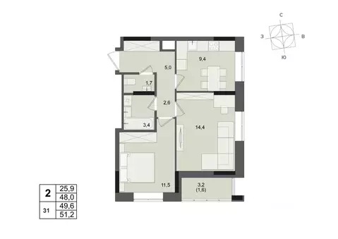 2-к кв. Удмуртия, Ижевск ул. Леваневского (49.6 м)