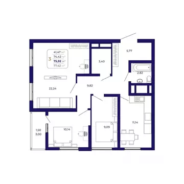 3-к кв. Башкортостан, Уфа Затон-Восточный жилрайон, Паруса жилой ...