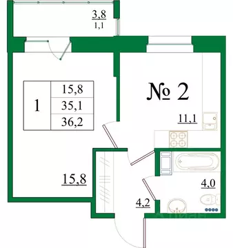 1-к кв. Ленинградская область, Гатчина Красносельское ш., 4Ак1 (36.2 ...