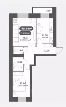 2-к кв. Красноярский край, Красноярск Академгородок мкр,  (58.54 м)