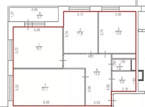 3-комнатная квартира: Тверь, Оснабрюкская улица, 36 (82 м)