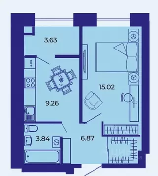 1-к кв. Брянская область, Брянск ул. Комарова, 47а (38.9 м)