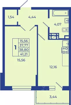 1-к кв. Ростовская область, Новочеркасск  (41.21 м)