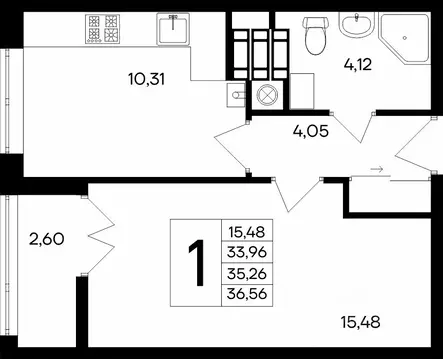 1-к кв. Крым, Евпатория Сезоны жилой комплекс (36.56 м)