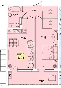 1-к кв. Ярославская область, Ярославль 2-й мкр,  (52.73 м)