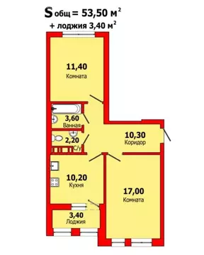 2-комнатная квартира: Санкт-Петербург, Манчестерская улица, 5к1 (53.5 ...