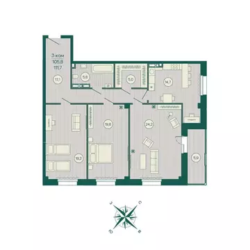 3-к кв. Приморский край, Владивосток Русская ул., 5А (111.7 м)