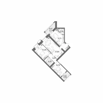 3-комнатная квартира: Санкт-Петербург, Лиственная улица, 20к2 (103.7 ...