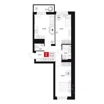 2-к кв. Башкортостан, Уфа ул. Большая Московская, 11 (65.14 м)
