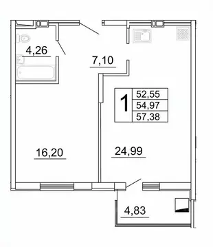 1-к кв. Самарская область, Самара ул. Дыбенко, 5 (57.38 м)