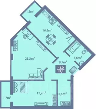 3-к кв. Владимирская область, Владимир Коммунар мкр,  (81.1 м)