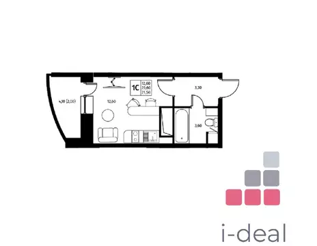 Продается 1-комнатная квартира