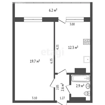 1-комнатная квартира: Тюмень, улица Газовиков, 25к3 (37.5 м)