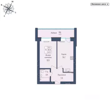1-к кв. Орловская область, Орел Московское ш., 7Б (43.1 м)