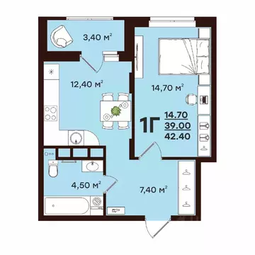 1-к кв. Владимирская область, Владимир ул. Чайковского, 7 (42.4 м)