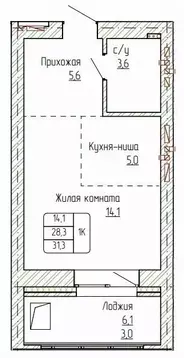 1-к кв. Алтайский край, Новоалтайск ул. Титова, 6 (31.3 м)
