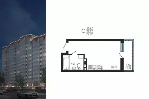 Студия Воронежская область, Воронеж Мостозавод мкр, Каскад жилой ...