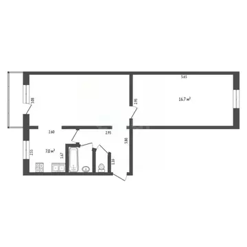 2-к кв. Тюменская область, Тюмень ул. Елизарова, 76 (44.7 м)