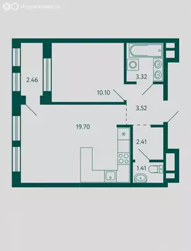 1-комнатная квартира: Уфа, жилой район Зелёная Роща, жилой комплекс ...