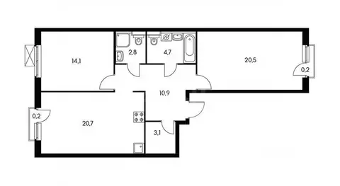 2-к кв. Костромская область, Кострома Самоковская ул., 4а (58.6 м)