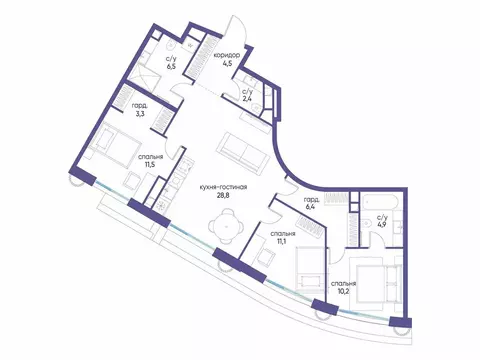 1-комнатная квартира: Москва, жилой комплекс Остров, 7-й квартал ...